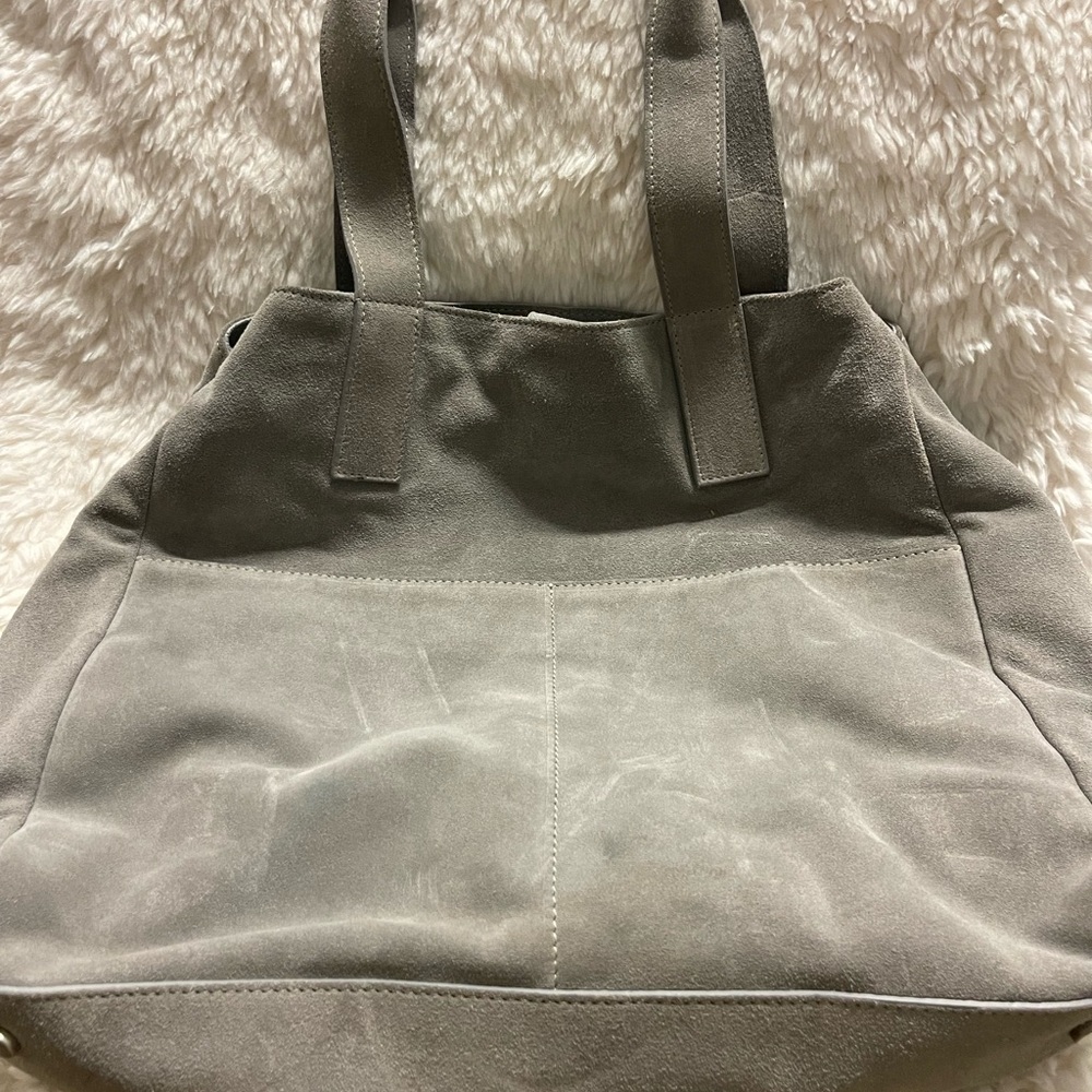 Garnet Hill gray suede hobo